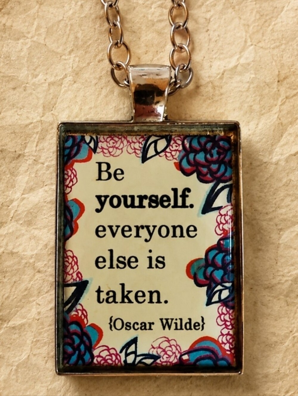 Inspirational Motivational Pendant Oscar Wilde Quote Be Yourself Necklace NWOT